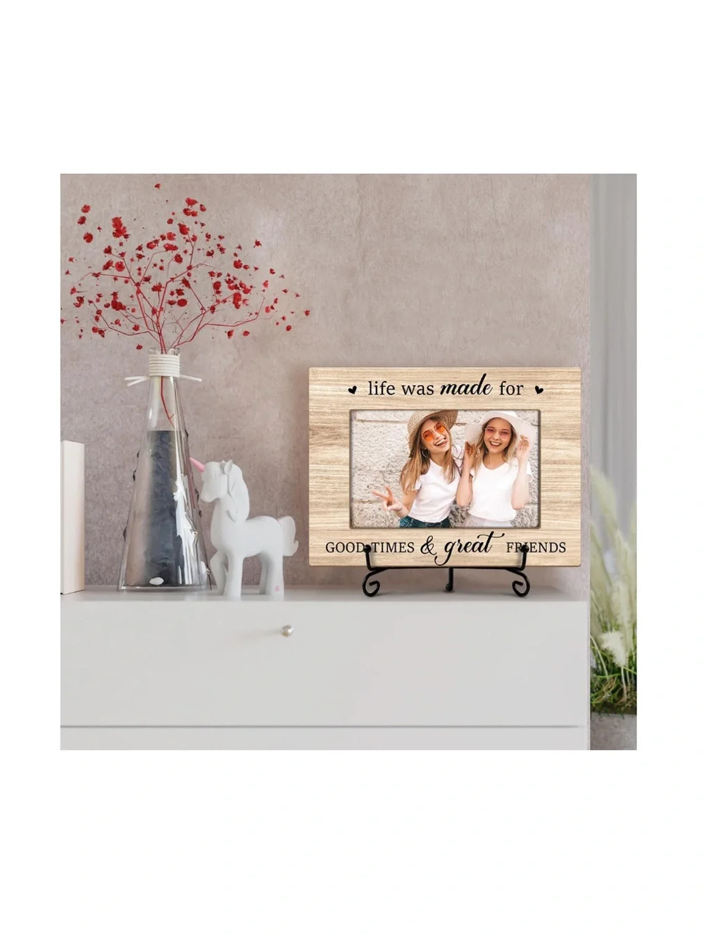 ‘Friends’ Wood Picture Frame with Metal Stand